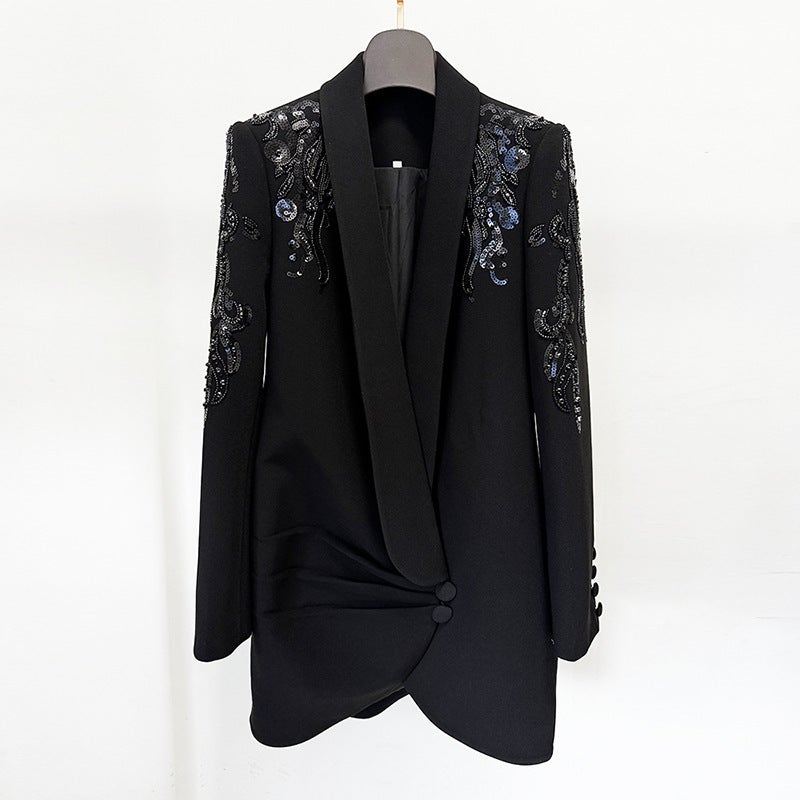 Style Celebrity-Style Fashion Heavy-Duty Beaded And Rhinestone-Embellished Green Fruit Collar Dress Suit Dress - Image 5